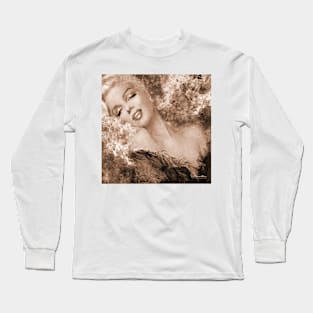 Marilyn Cherry Blossoms Sepia Long Sleeve T-Shirt